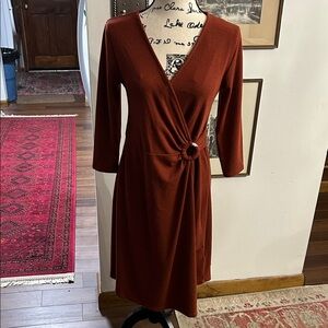Soft Surroundings Damaria wrap dress in a rustic red ochre color. NWT, Medium